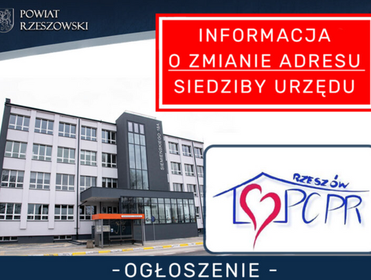 Informacja o zmianie adresu siedziby urzędu PCPR w Rzeszowie