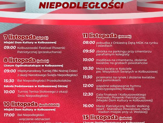 Kolbuszowa uczci 107. rocznicę odzyskania niepodległości