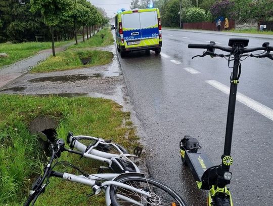 Niebezpieczny poranek na drogach Rzeszowa i okolic. Dwa wypadki z udziałem rowerzysty i hulajnogi