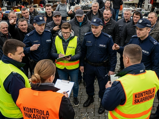 Niedzielna awantura na giełdzie w Sokołowie Młp. Interweniowała policja i pogotowie ratunkowe