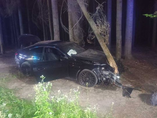 Nocny rajd zakończony na drzewie. Kierowcę zdradził... własny samochód!