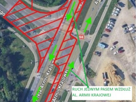 Od dziś do poniedziałku utrudnienia na skrzyżowaniu Armii Krajowej z Krzyżanowskiego