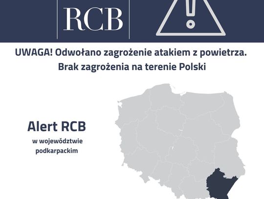 PILNE! Alert RCB na Podkarpaciu. Odwołanie alarmu o ataku z powietrza [AKTUALIZACJA]