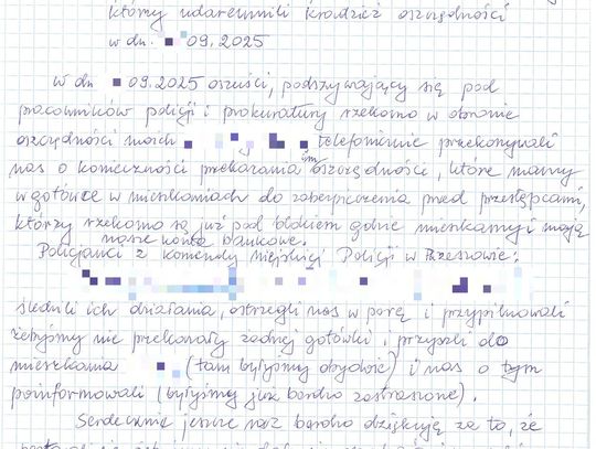 Policjanci uchronili seniorkę przed oszustwem. Otrzymali wzruszający list