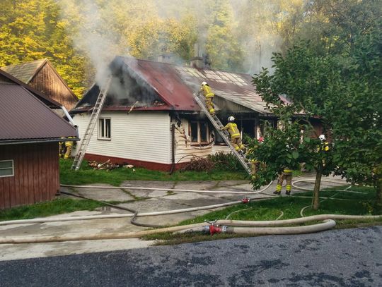 Pożar budynku mieszkalnego w regionie. Na miejscu działało osiem zastępów straży