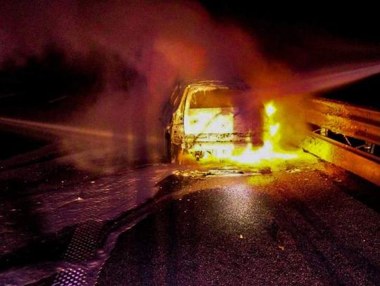 Pożar samochodu na autostradzie A4 w kierunku Rzeszowa