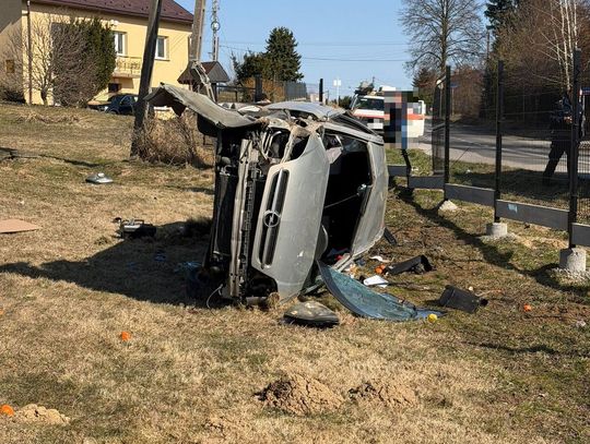 Rzeszów. Pijany 47-letni kierowca Opla uderzył w słup energetyczny i staranował ogrodzenie