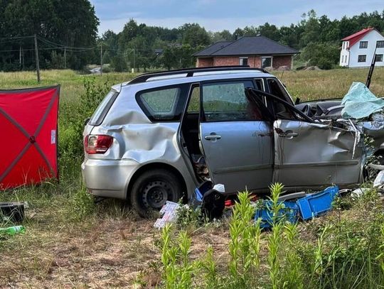 Tragedia w Dulczy Wielkiej. Kierowca toyoty uderzył w słup sieci elektrycznej.  Zginął na miejscu