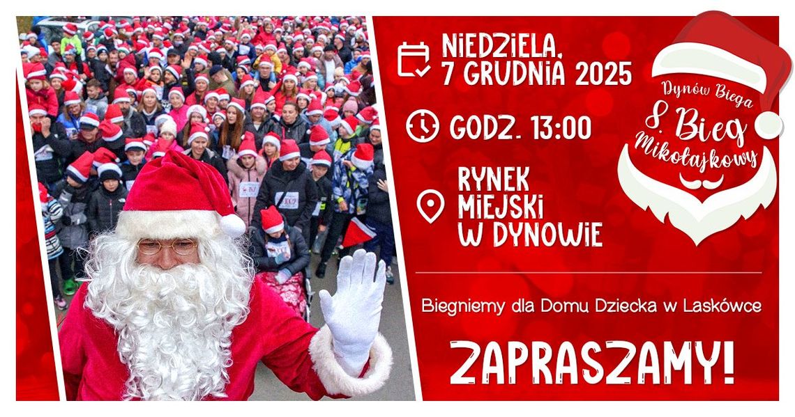 Dynów Biega po raz ósmy! Mikołajkowy Bieg Dobrych Serc już 7 grudnia