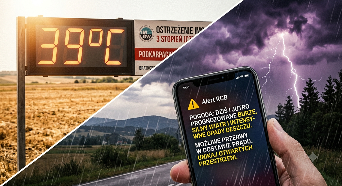 Ekstremalny upał i groźne nawałnice. Na Podkarpaciu obowiązuje czerwony alert IMGW i ostrzeżenie RCB Ekstremalny upał i groźne nawałnice. Na Podkarpaciu obowiązuje czerwony alert IMGW i ostrzeżenie RCB