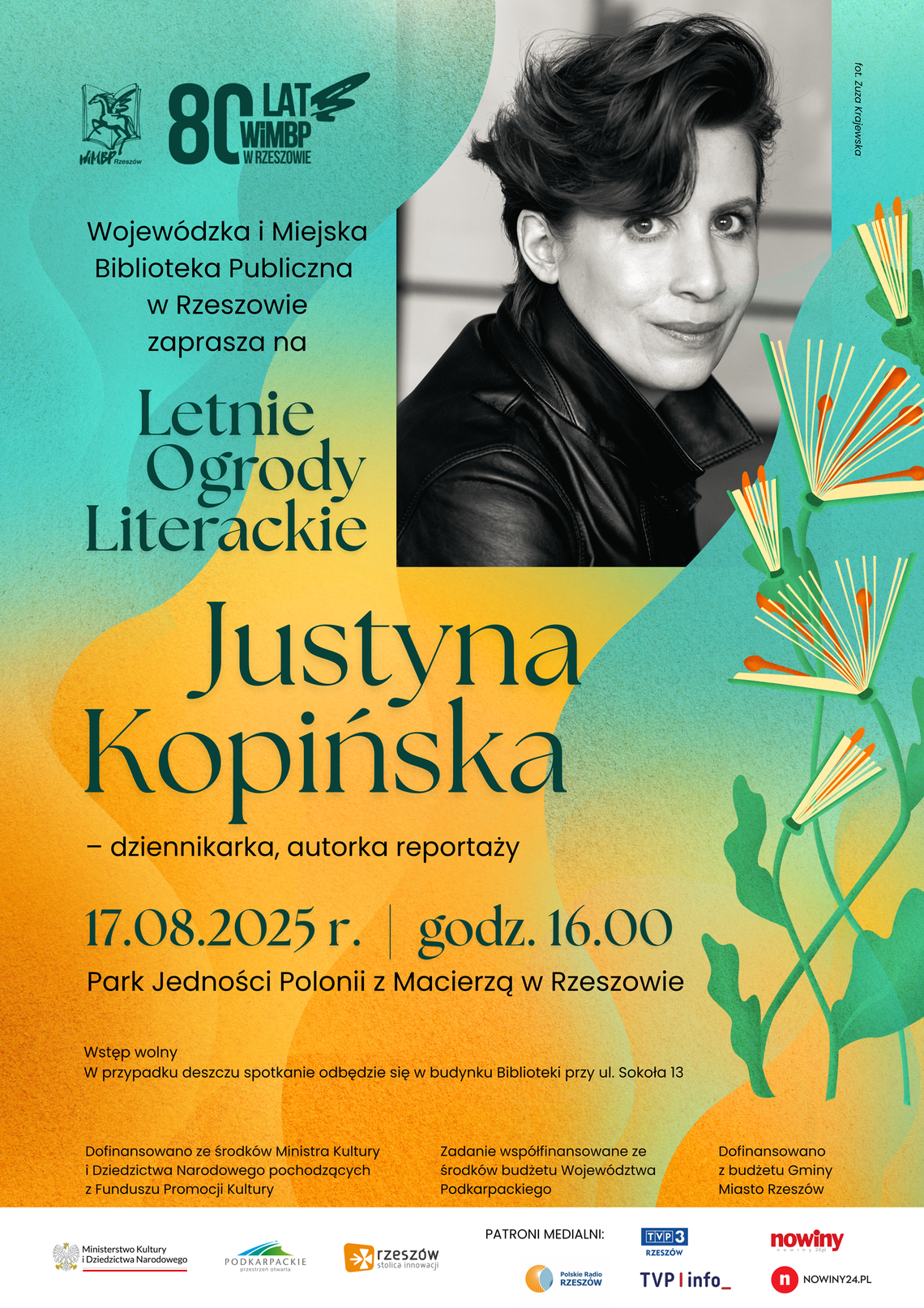 Justyna Kopińska w Rzeszowie. Spotkanie w Letnich Ogrodach Literackich