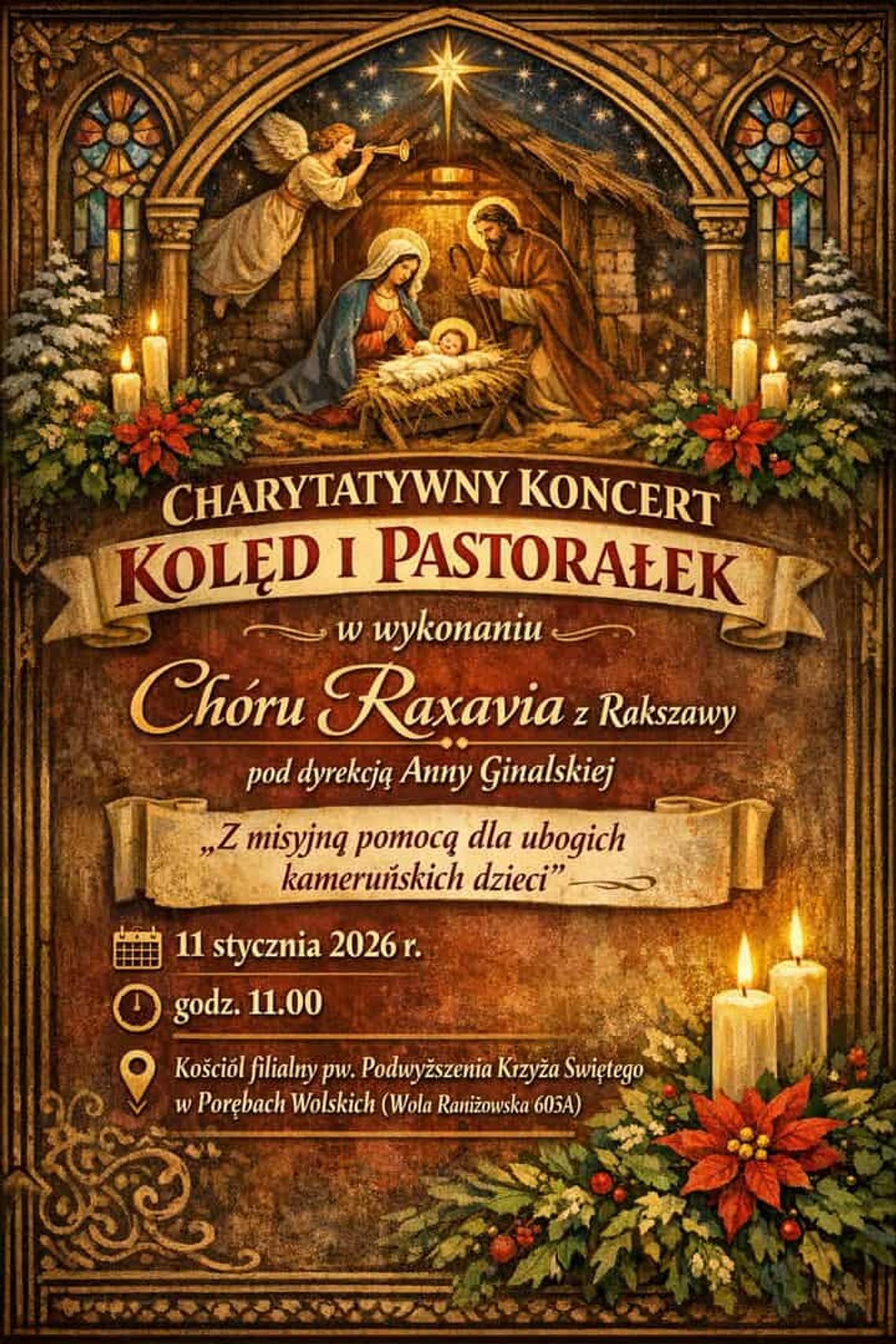 Kolędy, które niosą pomoc. Charytatywny koncert chóru Raxavia w Porębach Wolskich