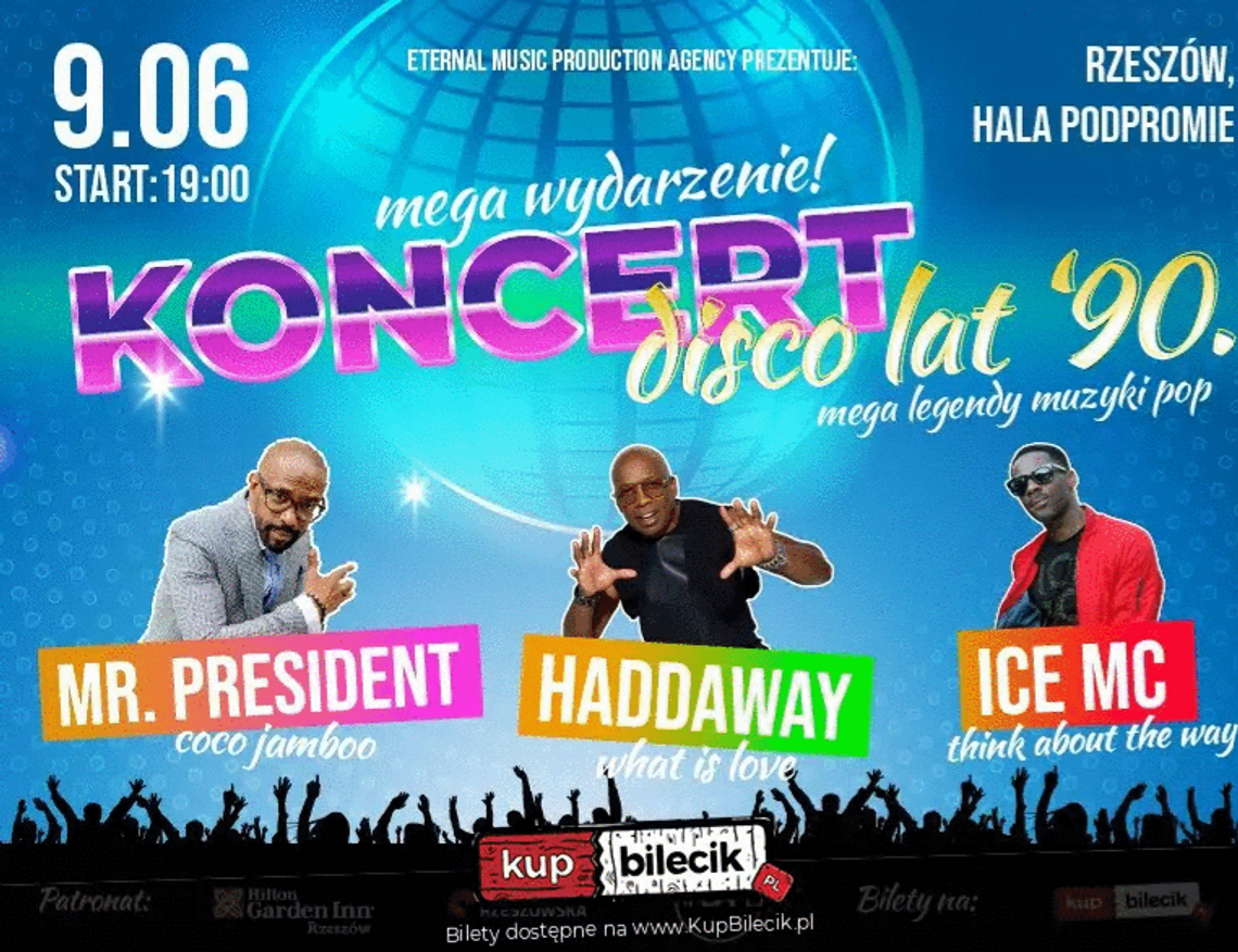 ,,Koncert Disco Polo Lat 90”. Haddaway, Mr. President i Ice MC zawitają w Rzeszowie