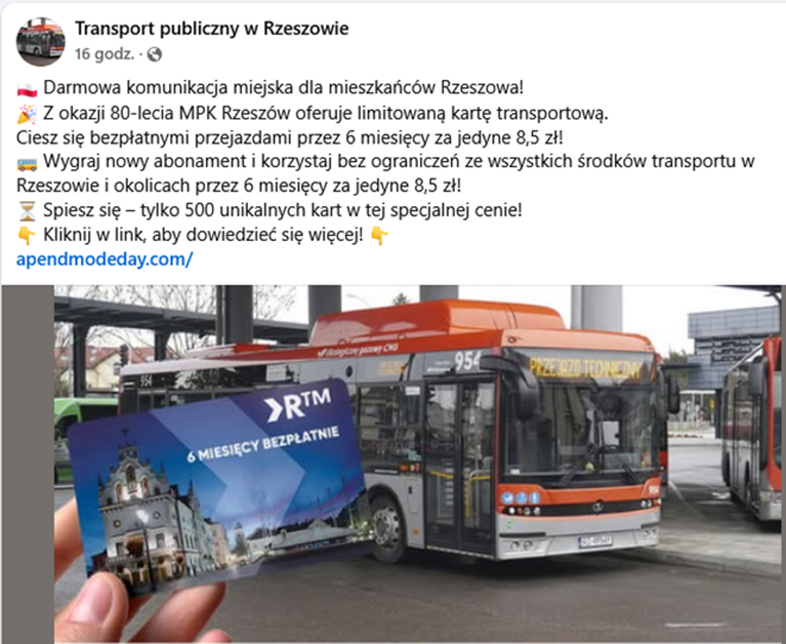 Ostrzeżenie dla mieszkańców Rzeszowa. Fałszywe informacje o darmowych biletach autobusowych krążą w sieci!