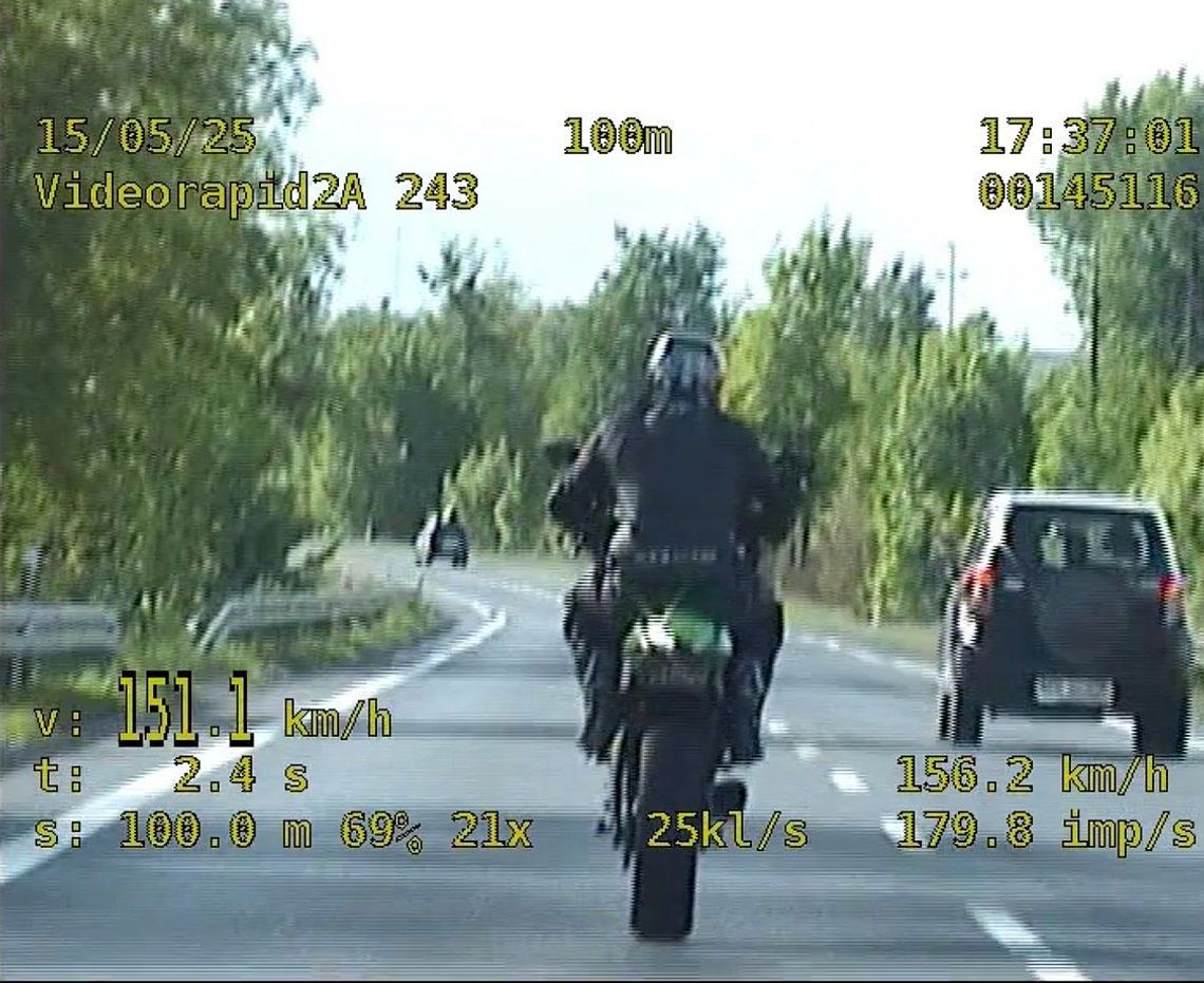 Piracka jazda motocyklisty. Został zatrzymany za szaleńczą prędkość i kaskaderskie popisy [WIDEO]