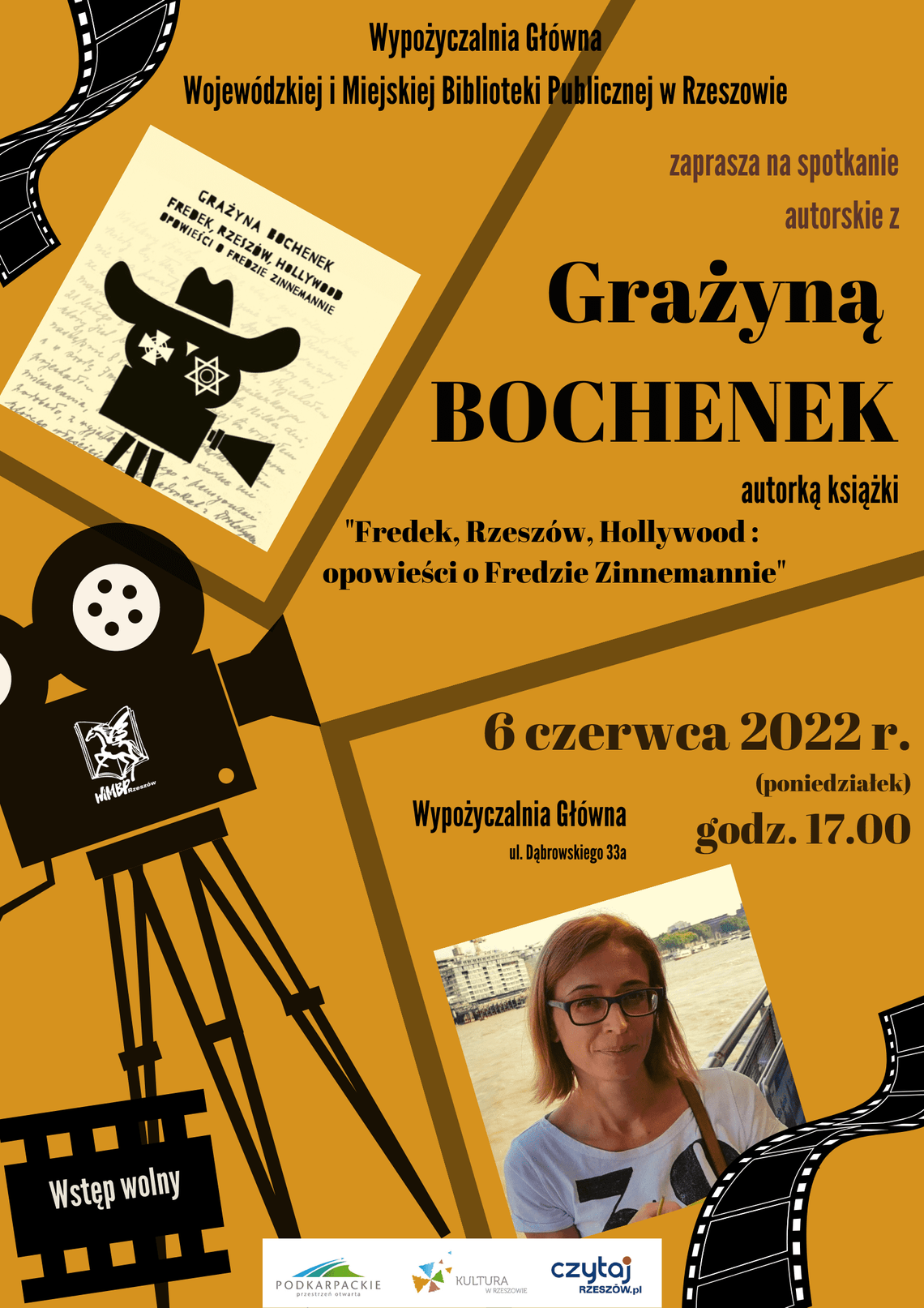 Spotkanie autorskie z Grażyną Bochenek i rozmowa wokół książki "Fredek, Rzeszów, Hollywood. Opowieści o Fredzie Zinnemannie"