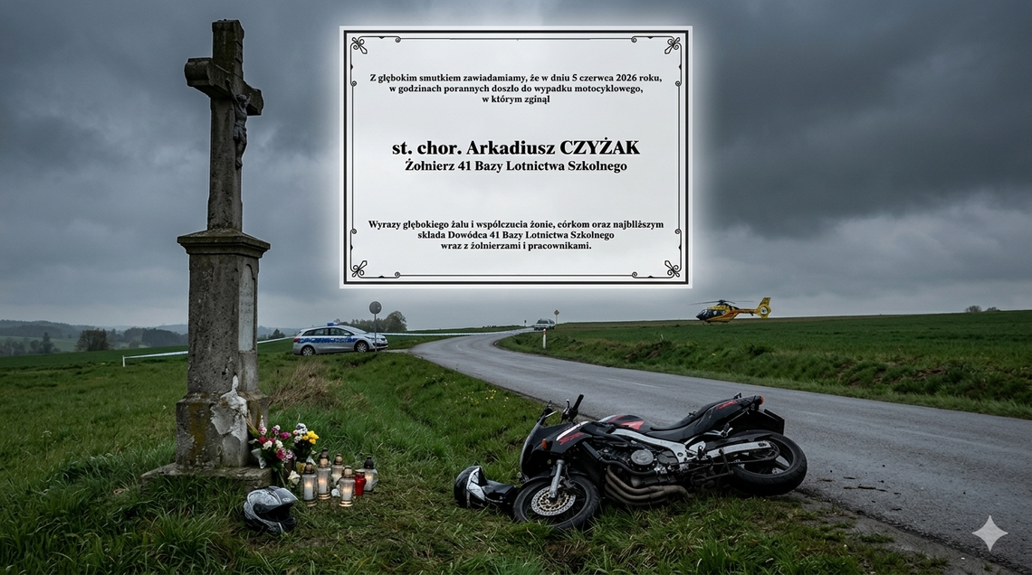 Uderzył w krzyż. W wypadku w Lutczy nie żyje żołnierz 41 Bazy Lotnictwa Szkolnego Uderzył w krzyż. W wypadku w Lutczy nie żyje żołnierz 41 Bazy Lotnictwa Szkolnego