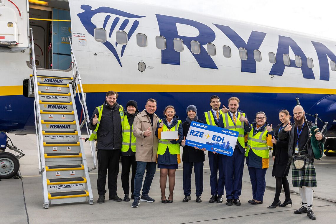 W poniedziałek wystartował pierwszy samolot Ryanair z Rzeszowa do Edynburga w Szkocji