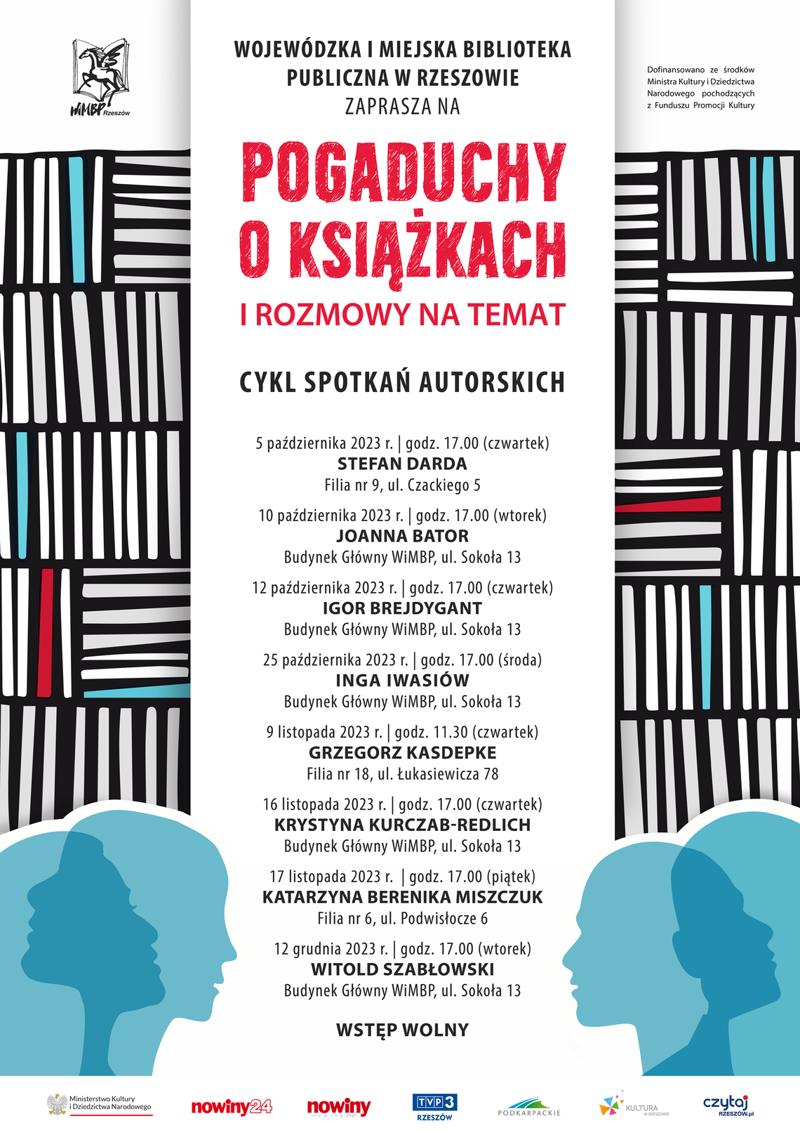 Wojewódzka i Miejska Biblioteka Publiczna w Rzeszowie zaprasza na cykl spotkań autorskich pod hasłem „Pogaduchy o książkach i rozmowy na temat”