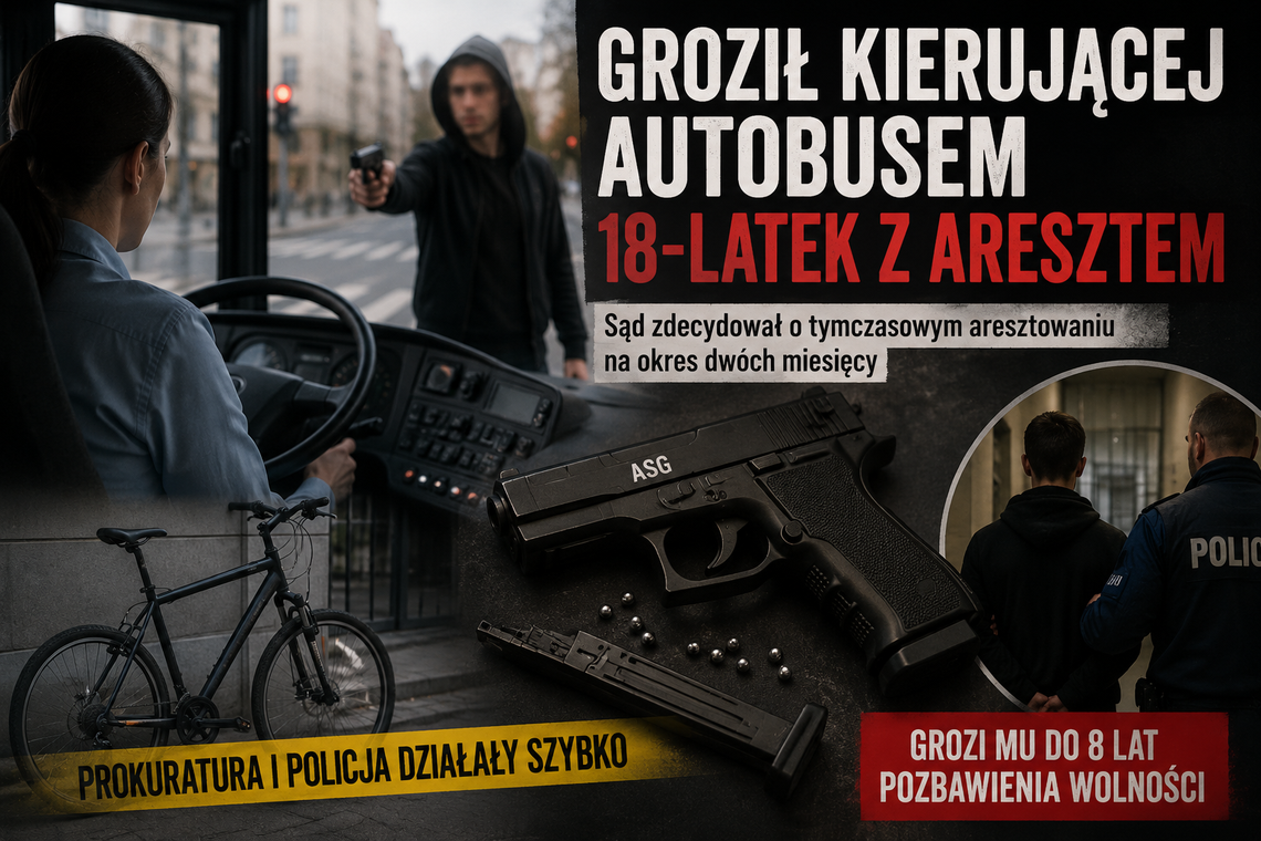 „Wycelował w kierującą autobusem”. 18-latek z aresztem po groźbach w centrum Rzeszowa