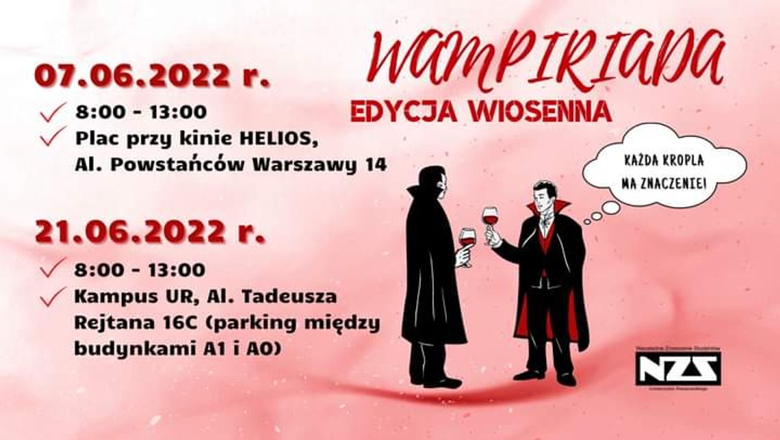 XIII edycja rzeszowskiej Wampiriady, czyli studenckiej akcji honorowego krwiodawstwa!