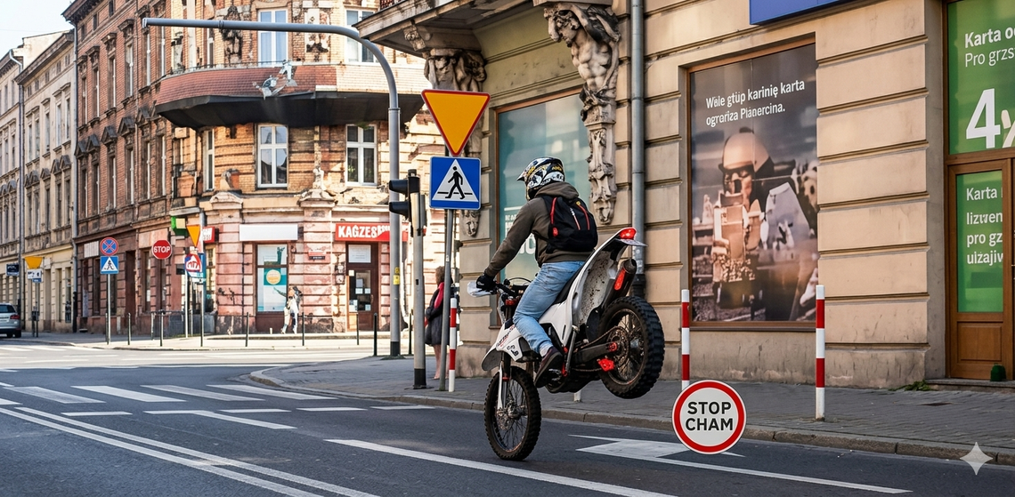 Został gwiazdą Stop Cham. Motocyklista stracił prawo jazdy za popis na jednym kole przed policją [WIDEO]