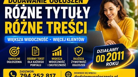 Dodawanie ogłoszeń - każde z innym tytułem i inną treścią