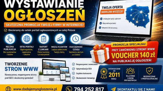 Dodawanie ogłoszeń – skuteczna reklama w internecie  + Tanie strony Internetowe