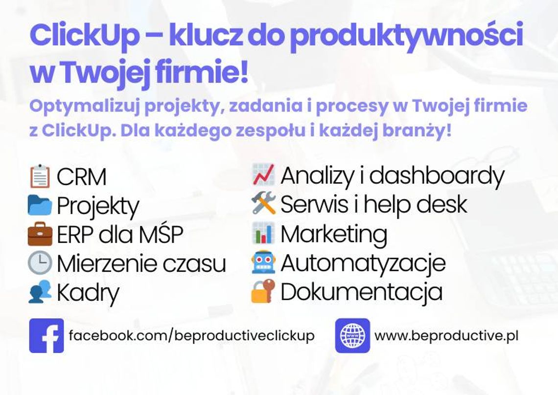 ClickUp dla firm - lepsze zarządzanie z BeProductive.pl ClickUp dla firm - lepsze zarządzanie z BeProductive.pl