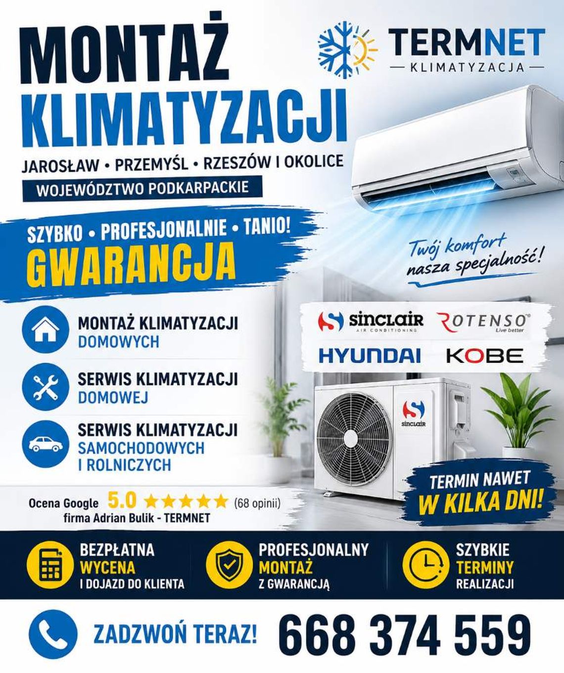 Montaż klimatyzacji Jarosław Przemyśl Rzeszów i okolice TERMNET Montaż klimatyzacji Jarosław Przemyśl Rzeszów i okolice TERMNET