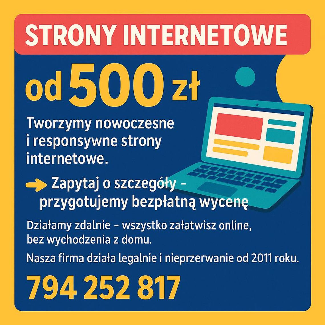 Strony internetowe od 500 zł - tanio, szybko i profesjonalnie! Gotowa nawet w kilka dni!